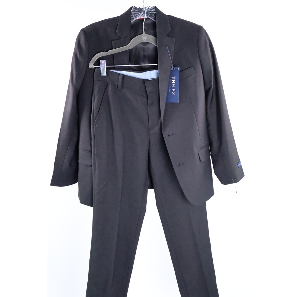 Tommy Hilfiger Boy's Black Modern-Fit Stretch Suit 2 Piece Jacket Pant Sz 10 NWT